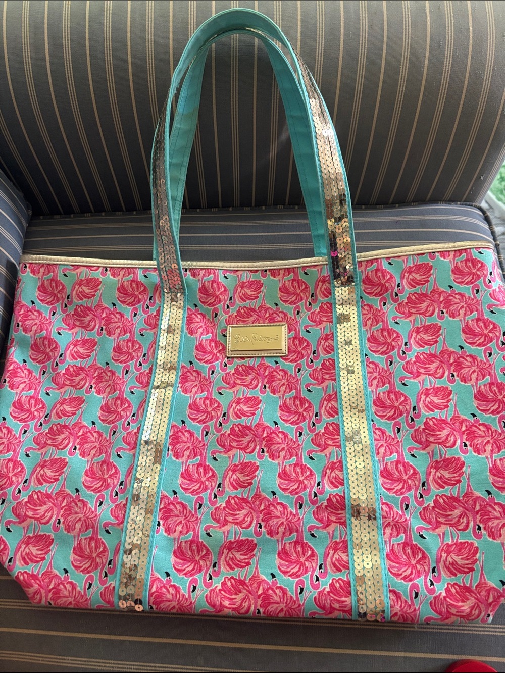 Lilly Pulitzer Sequin Flamingo Print Tote
